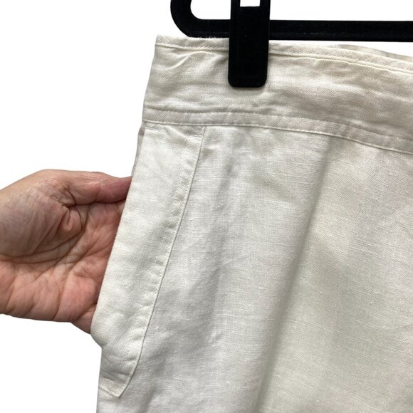 Lauren Ralph Lauren Wide Leg Linen Pants, Size 14, Off-White, Drawstring Waist - Picture 4 of 7